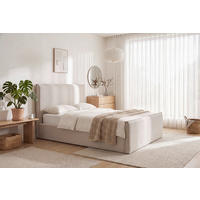 POLSTERBETT 140/200 cm,  in Creme, Lattenrost, Bettkasten,  - Creme/Schwarz, MODERN, Holz/Kunststoff (140/200cm) - Livetastic