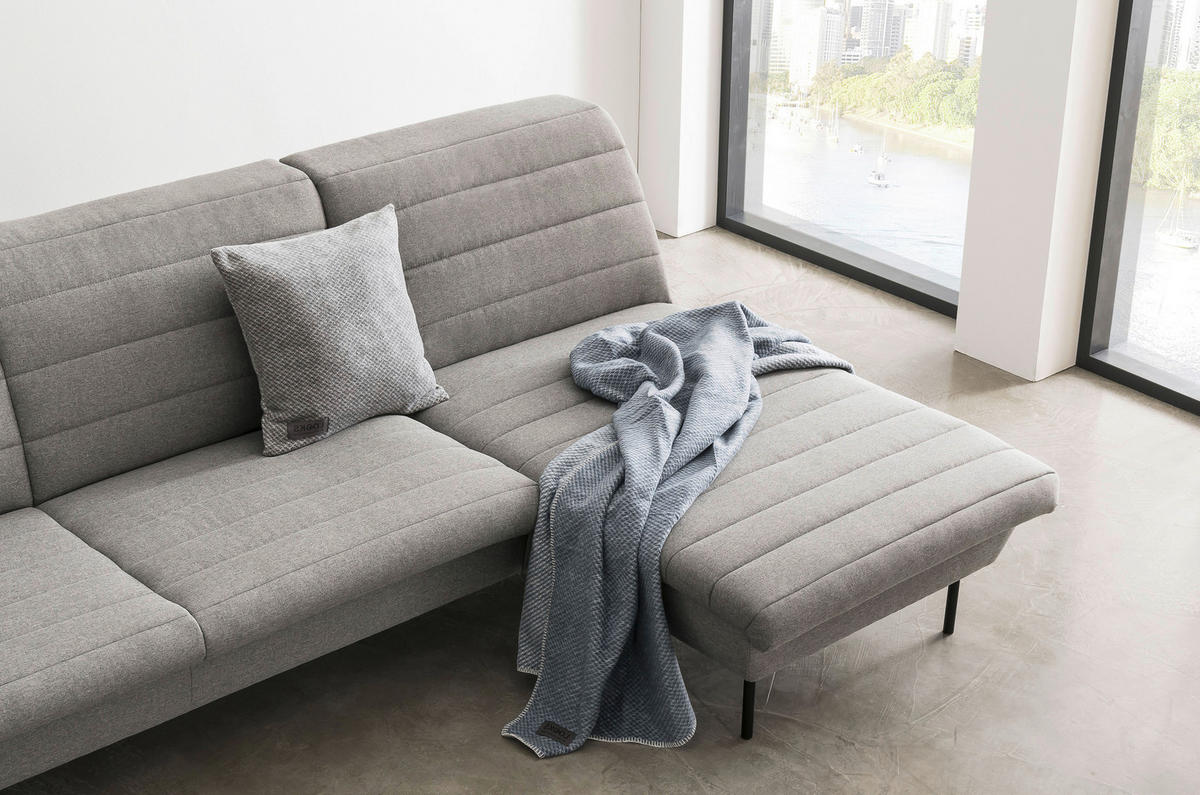 ECKSOFA in Webstoff Graubraun  214/168 cm  - Graubraun/Schwarz, Design, Textil/Metall (214/168cm) - LOOKS by W.Joop