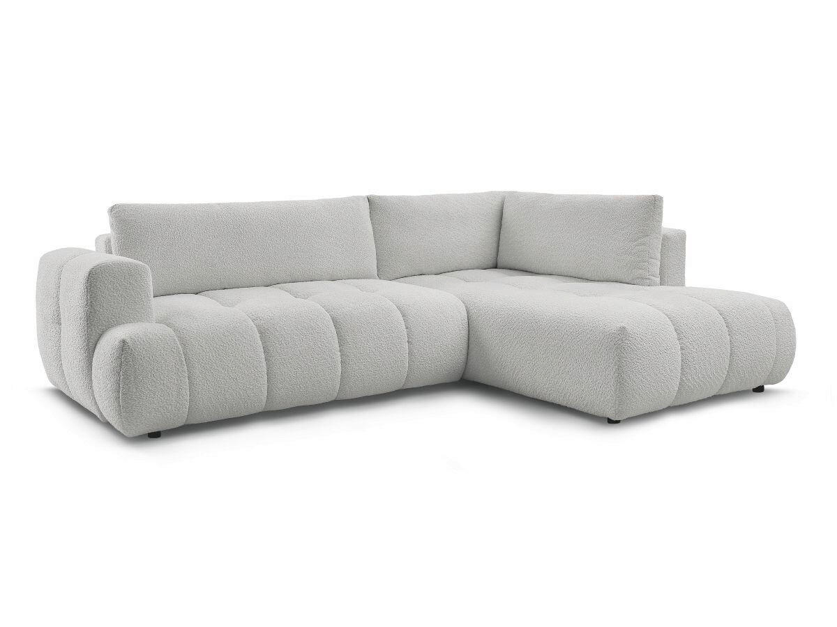 ECKSCHLAFSOFA FUJI Bouclé Hellgrau  inkl.  - Hellgrau/Schwarz, MODERN, Kunststoff/Textil (282/204cm)