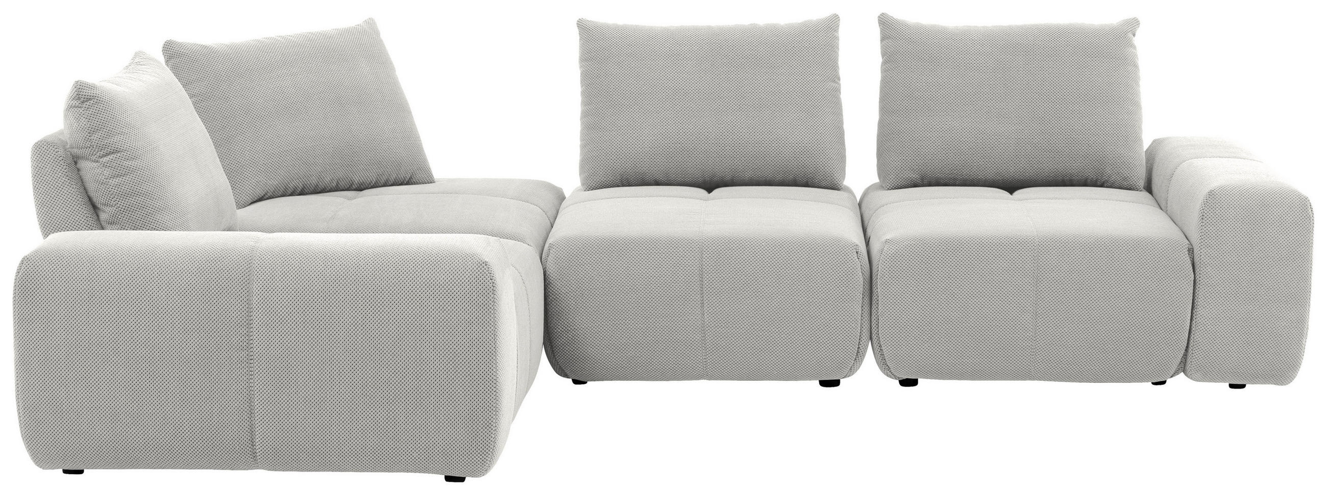 ECKSOFA in Velours Hellgrau 236/326 cm - Hellgrau/Schwarz, Design, Kunststoff/Textil (236/326cm) - Xora