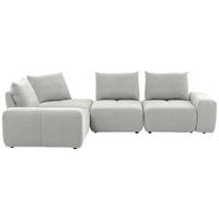 ECKSOFA in Velours Hellgrau  236/326 cm  - Hellgrau/Schwarz, Design, Kunststoff/Textil (236/326cm) - Xora