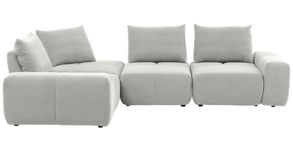 ECKSOFA in Velours Hellgrau 236/326 cm - Hellgrau/Schwarz, Design, Kunststoff/Textil (236/326cm) - Xora