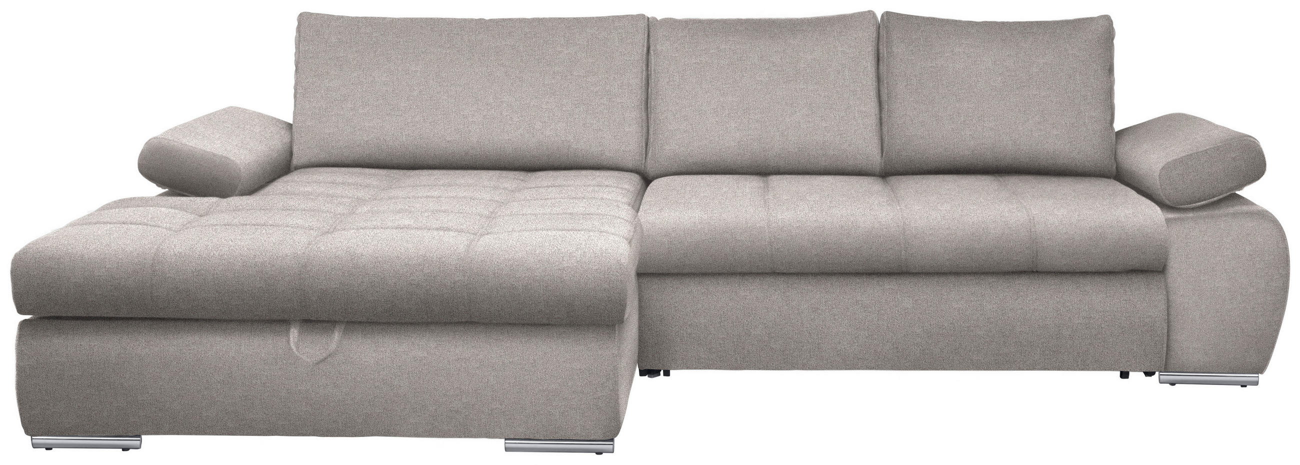 ECKSOFA Hellgrau Flachgewebe  - Chromfarben/Hellgrau, Design, Kunststoff/Textil (173/294cm) - Carryhome
