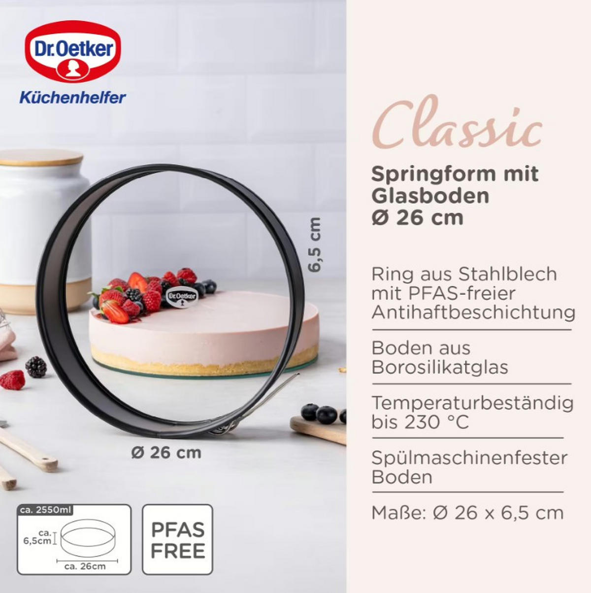 SPRINGFORM  - Schwarz, Basics, Glas/Metall (26/6,5cm) - Dr.Oetker