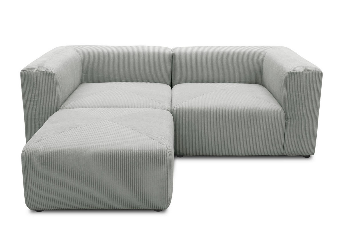 ECKSOFA Hellgrau Cord, Mikrofaser  - Hellgrau/Schwarz, Design, Kunststoff/Textil (216/69/193cm) - MID.YOU