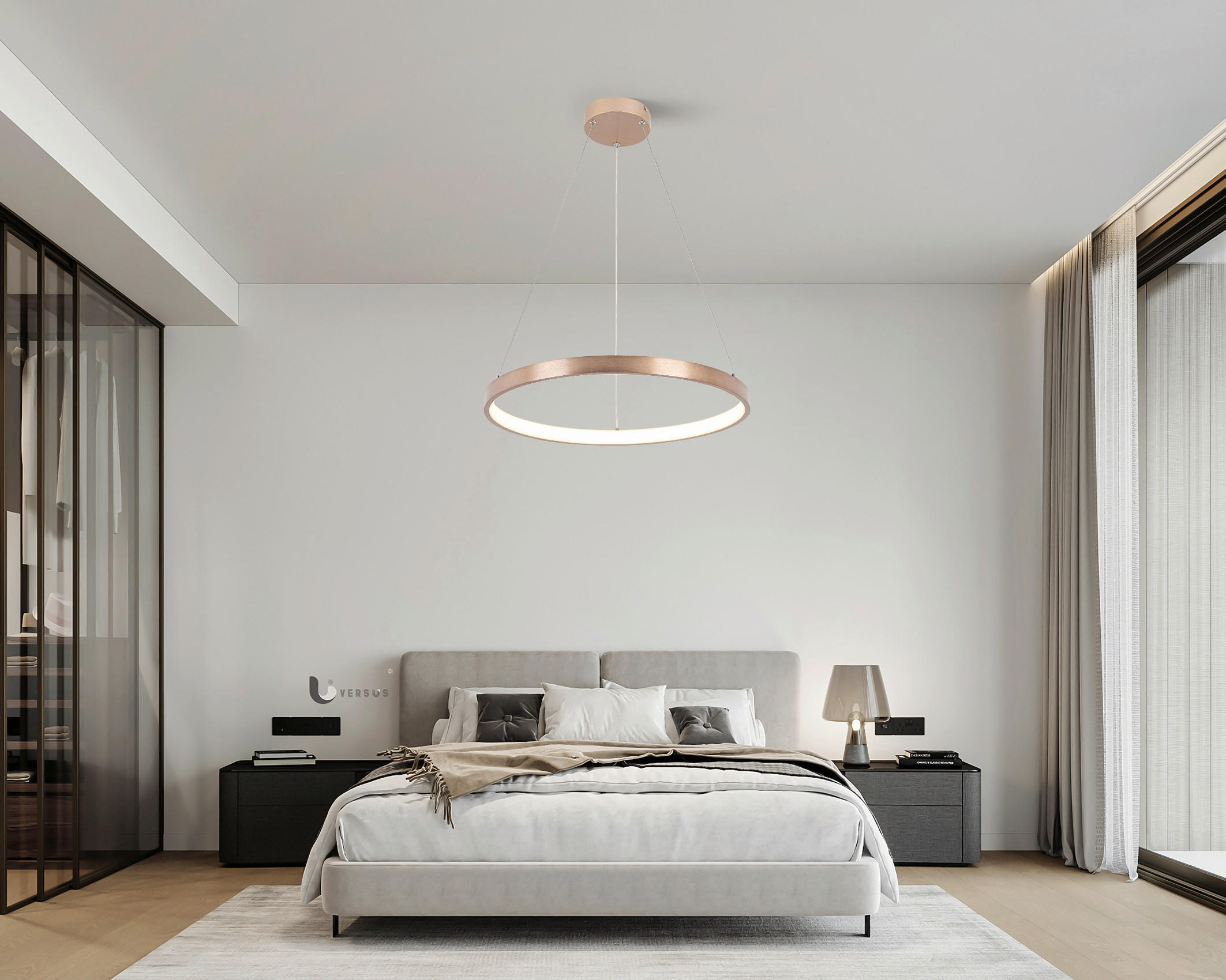 LED LUSTER 50/120 cm - kapućino, Osnovno, metal/plastika (50/120cm) - Ambiente
