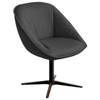 ARMLEHNSTUHL  Beinauswahl, Lederauswahl, Stoffauswahl, inklusive Armlehnen, automatische Rückholfunktion, gepolsterte Armlehnen, Sitzfläche 320° drehbar  Echtleder  - Graublau/Schwarz, Design, Leder/Holz (63/88/70cm) - Koinor