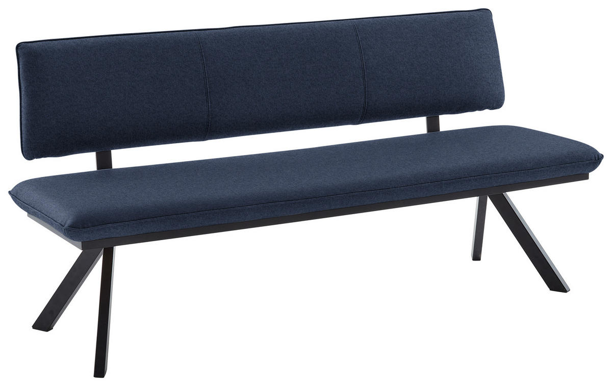 SITZBANK 180/86,5/60 cm  in Schwarz, Dunkelblau  - Schwarz/Dunkelblau, Design, Textil/Metall (180/86,5/60cm) - Cantus