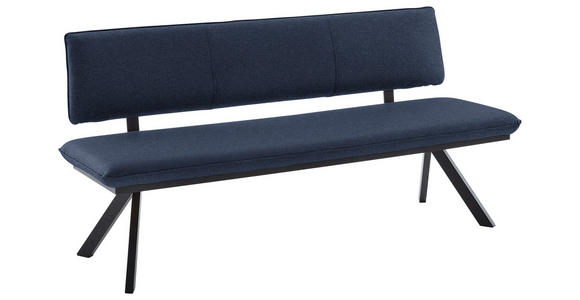 SITZBANK 180/86,5/60 cm in Schwarz, Dunkelblau - Schwarz/Dunkelblau, Design, Textil/Metall (180/86,5/60cm) - Cantus