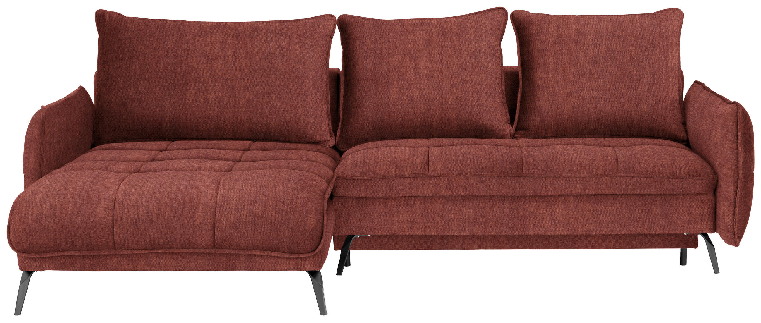 ECKSOFA Rostfarben Flachgewebe Rückenkissen, Bettkasten, Schlaffunktion, Rücken echt  - Rostfarben/Schwarz, LIFESTYLE, Textil/Metall (180/273cm) - Hom`in