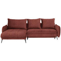 ECKSOFA Flachgewebe Rostfarben  - Rostfarben/Schwarz, Lifestyle, Textil/Metall (180/273cm) - Hom`in