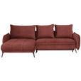 ECKSOFA Rostfarben Flachgewebe Rückenkissen, Bettkasten, Schlaffunktion, Rücken echt  - Rostfarben/Schwarz, LIFESTYLE, Textil/Metall (180/273cm) - Hom`in