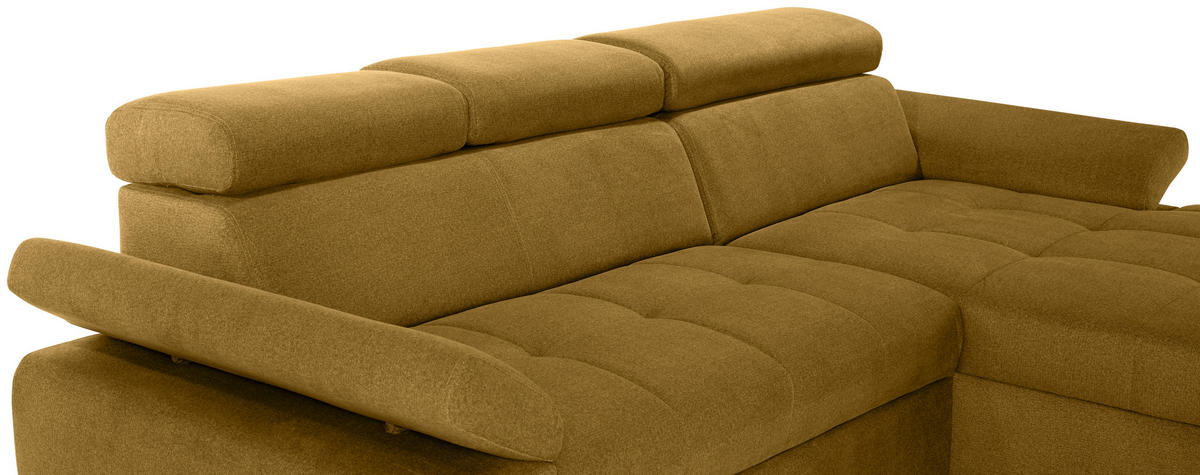 ECKSOFA Ecru Velours  - Ecru/Silberfarben, Design, Holz/Textil (292/183cm) - Livetastic
