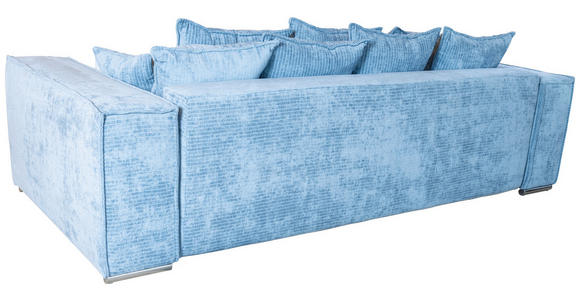 BIGSOFA Flachgewebe Blau - Chromfarben/Blau, KONVENTIONELL, Textil/Metall (256/68/122cm) - Carryhome