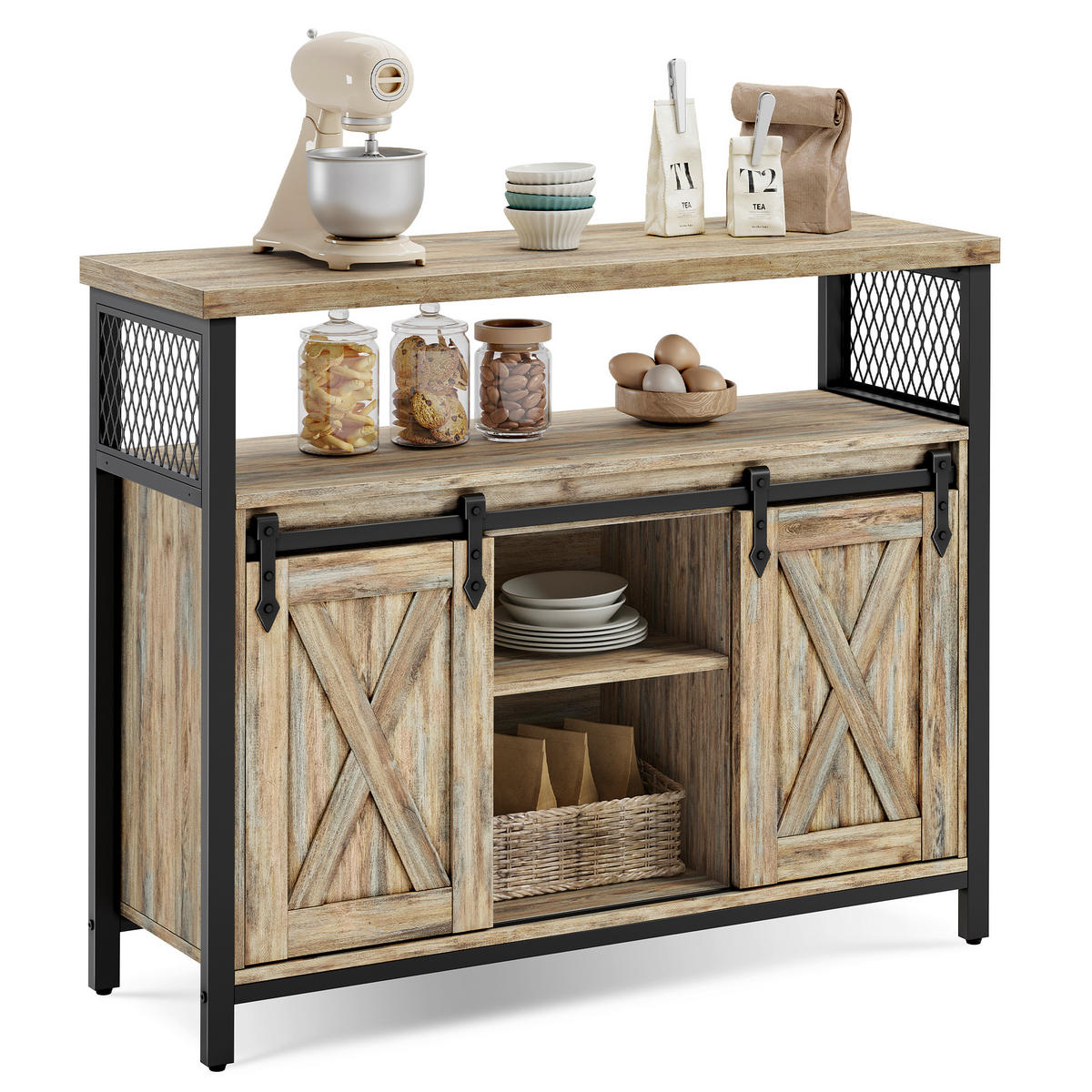 SIDEBOARD  100/80/33 cm  - Schwarz/Braun, MODERN, Holzwerkstoff/Metall (100/80/33cm) - MID.YOU