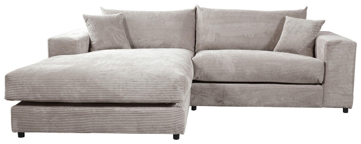 ECKSOFA FUNNY S in Cord, Velours Grau  180/265 cm  - Schwarz/Grau, Basics, Kunststoff/Textil (180/265cm) - Livetastic