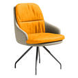 ARMLEHNSTUHL  Beinauswahl, Sitzfläche 360° drehbar, Stoff-/Lederauswahl Velours  Naturfarben, Currygelb  - Currygelb/Schwarz, Design, Textil/Metall (60/86/66cm) - Dieter Knoll