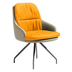 ARMLEHNSTUHL  Beinauswahl, Sitzfläche 360° drehbar, Stoff-/Lederauswahl Velours  Naturfarben, Currygelb  - Currygelb/Schwarz, Design, Textil/Metall (60/86/66cm) - Dieter Knoll