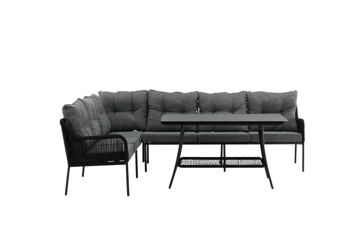 DINING-LOUNGESET 173/196 cm Stahl  - Schwarz, KONVENTIONELL, Metall (173/196cm) - Gardenson