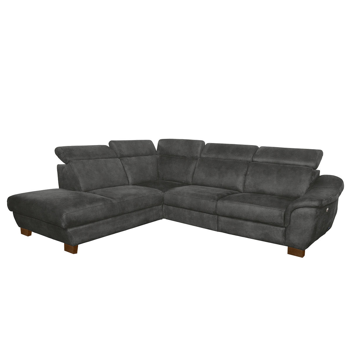 ECKSOFA TREND in Mikrofaser Anthrazit Bettkasten, Relaxfunktion, Kopfteilverstellung  238/276 cm  - Wengefarben/Anthrazit, Design, Holz/Textil (238/276cm) - Livetastic