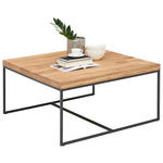 COUCHTISCH Eiche massiv 80/80/40 cm quadratisch Schwarz, Eichefarben  - Eichefarben/Schwarz, Design, Holz/Metall (80/80/40cm) - Novel