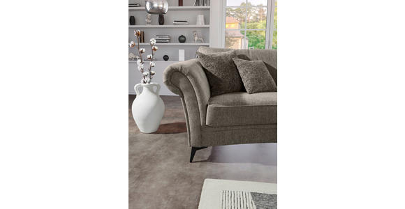 MEGASOFA in Chenille Graubraun - Graubraun/Schwarz, ROMANTIK / LANDHAUS, Textil/Metall (273/50/79/125cm) - Landscape