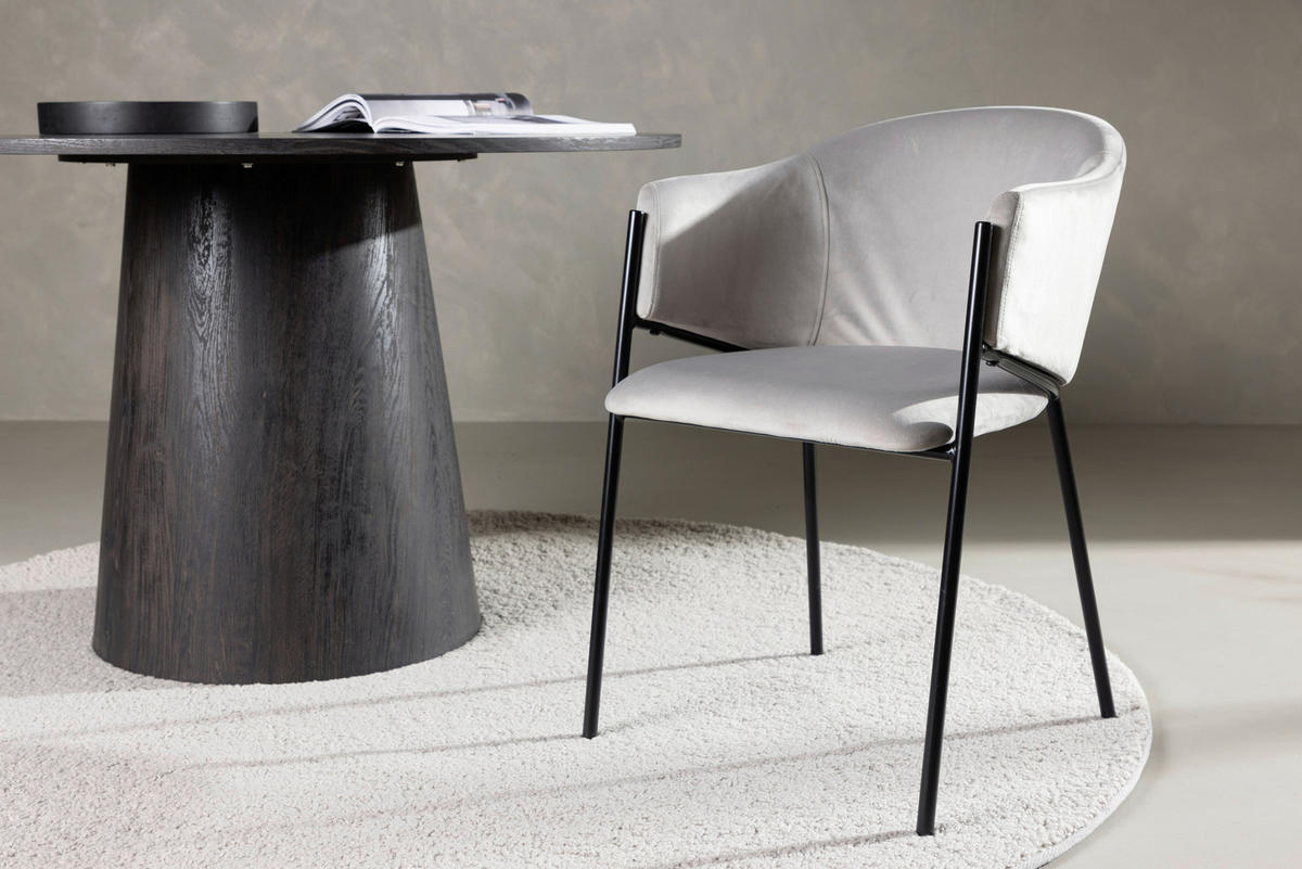 STOLSET 2 styck stål sammet  - ljusgrå/svart, Design, metall/textil (54/80/62cm) - Livetastic