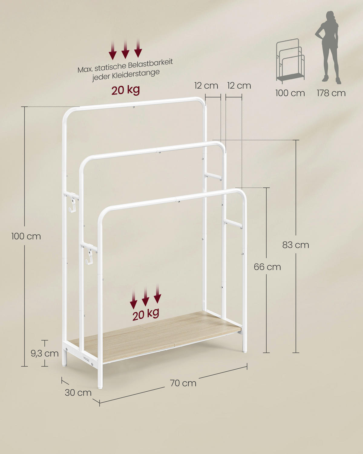 HANDTUCHLEITER - Beige/Weiß, MODERN, Holzwerkstoff/Metall (70/101/30cm) - MID.YOU