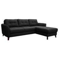 ECKSOFA in Lederlook Echtleder Schwarz  - Buchefarben/Schwarz, Design, Leder/Holz (238/168cm) - Livetastic