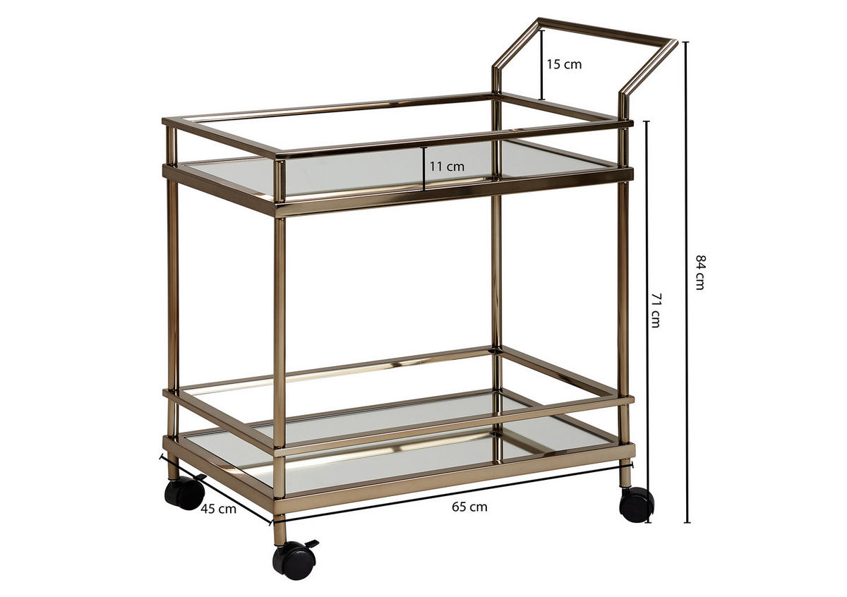 SERVIERWAGEN in Goldfarben  - Goldfarben, Design, Glas/Kunststoff (45/65,5/84cm) - MID.YOU