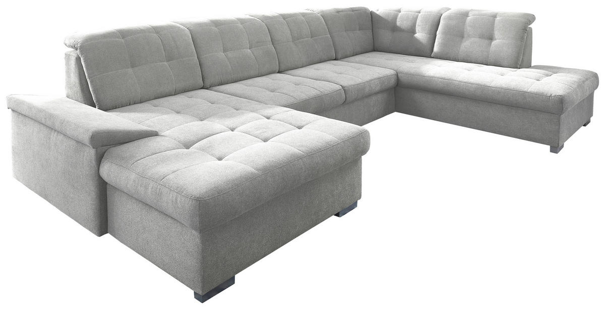 WOHNLANDSCHAFT Silberfarben Mikrofaser  - Chromfarben/Silberfarben, Design, Kunststoff/Textil (169/330/212cm) - Livetastic
