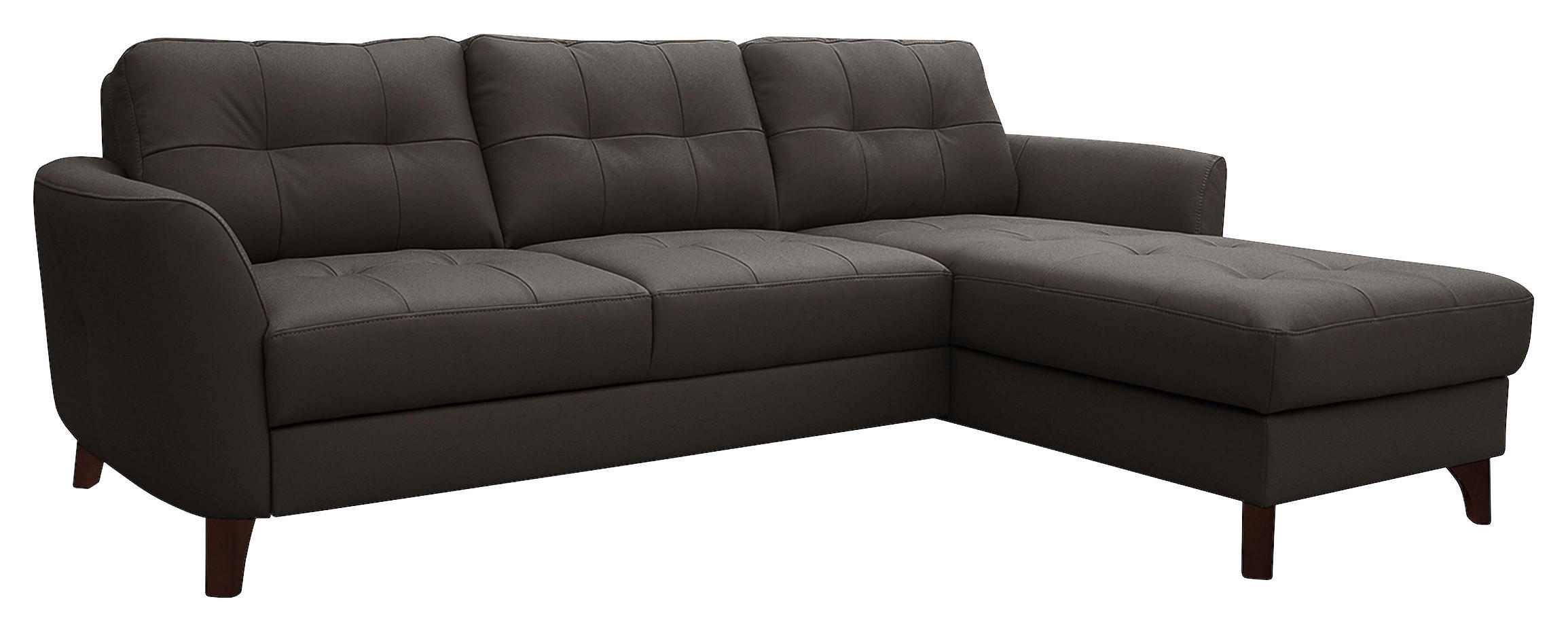ECKSOFA in Lederlook Echtleder Dunkelbraun  - Dunkelbraun/Buchefarben, Design, Leder/Holz (238/168cm) - Livetastic