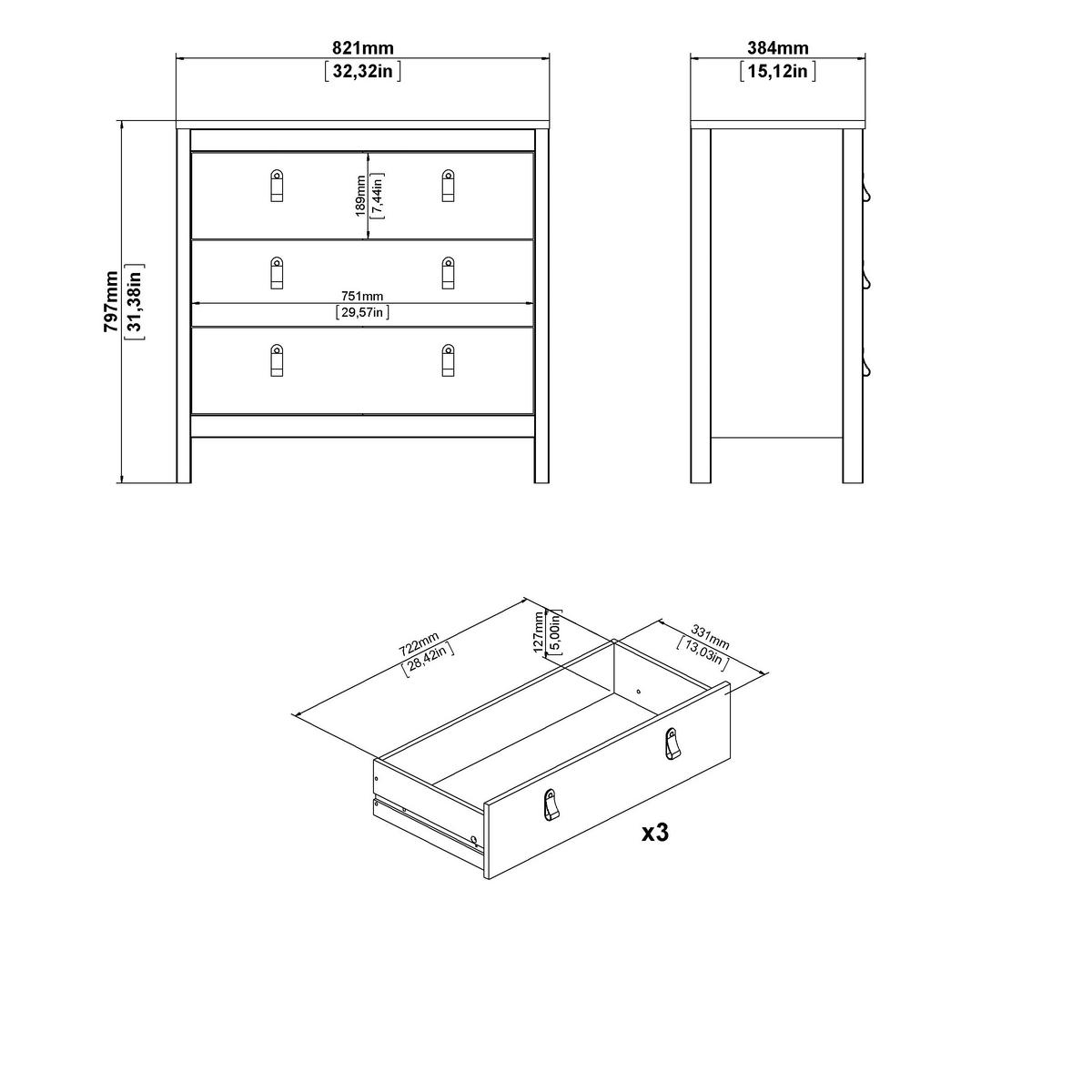 KOMMODE  in 82,3/79,7/38,4 cm  - Eichefarben/Silberfarben, MODERN, Holzwerkstoff/Metall (82,3/79,7/38,4cm) - MID.YOU