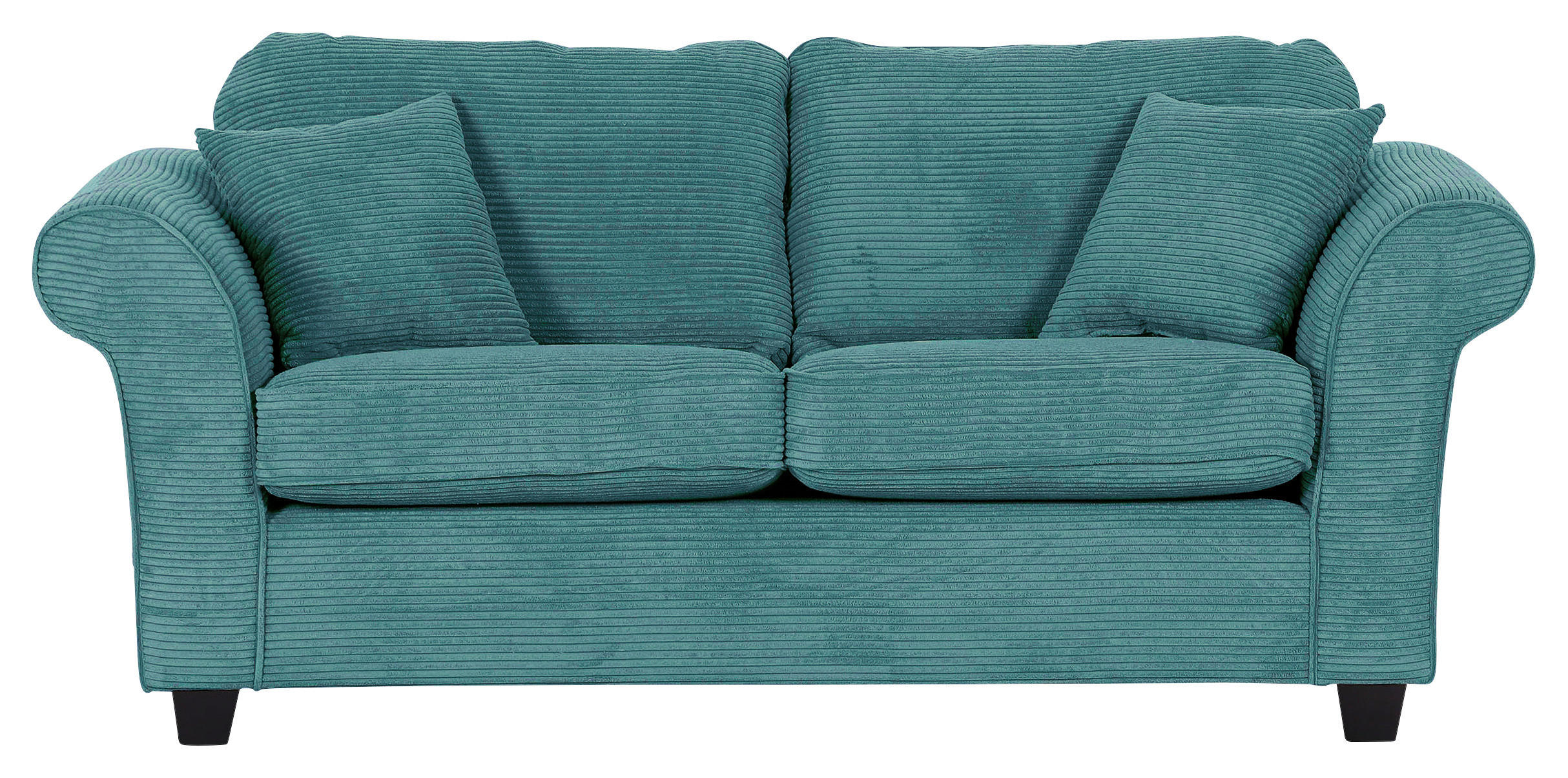 2-SITZER-SOFA in Cord Petrol  - Dunkelbraun/Petrol, Konventionell, Holz/Textil (190/70/90cm) - home24