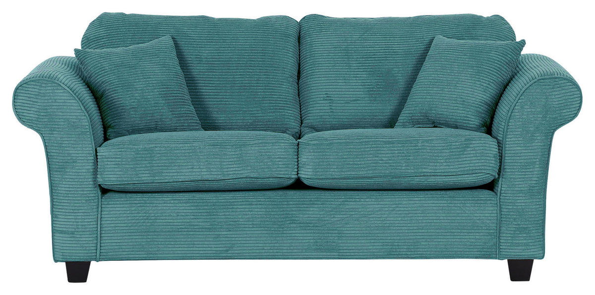 2-SITZER-SOFA in Cord Petrol  - Dunkelbraun/Petrol, Konventionell, Holz/Textil (190/70/90cm) - home24