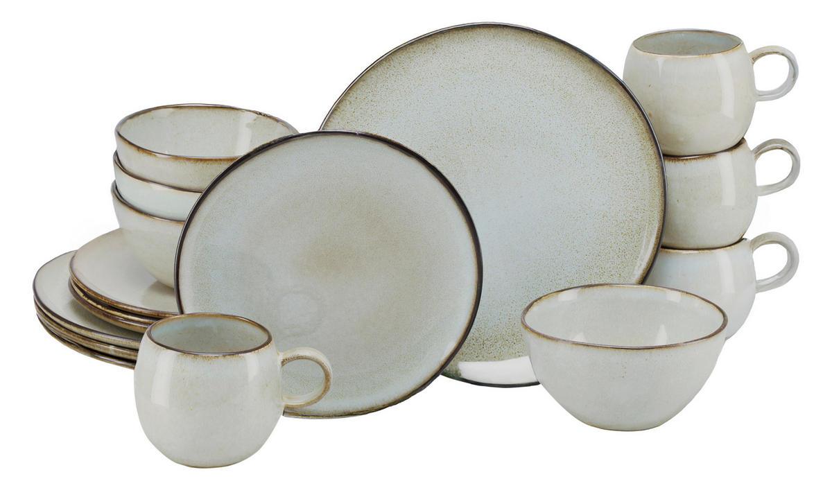 KOMBISERVICE Hellgrau Stone Town Grey 16-teilig 4 Personen  - Hellgrau, Basics, Keramik - Creatable