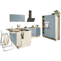 ECKKÜCHE  in Pastellblau, Tannenholzfarben  - Pastellblau/Tannenholzfarben, Design, Holzwerkstoff/Metall (121,6/280/150cm) - Xora