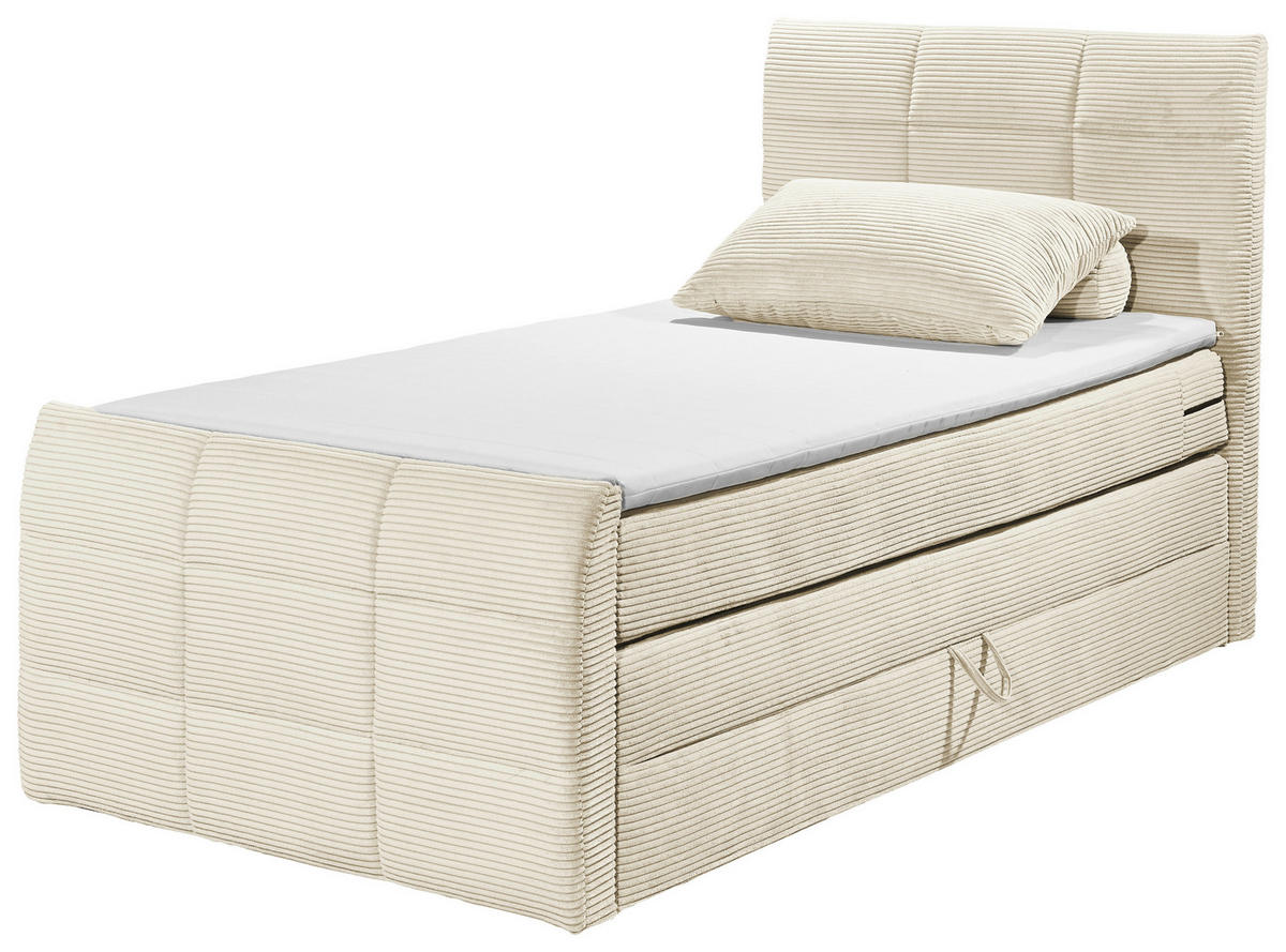 BOXSPRINGBETT 100/200 cm  in Creme  - Creme/Schwarz, Modern, Holzwerkstoff/Kunststoff (100/200cm) - MID.YOU