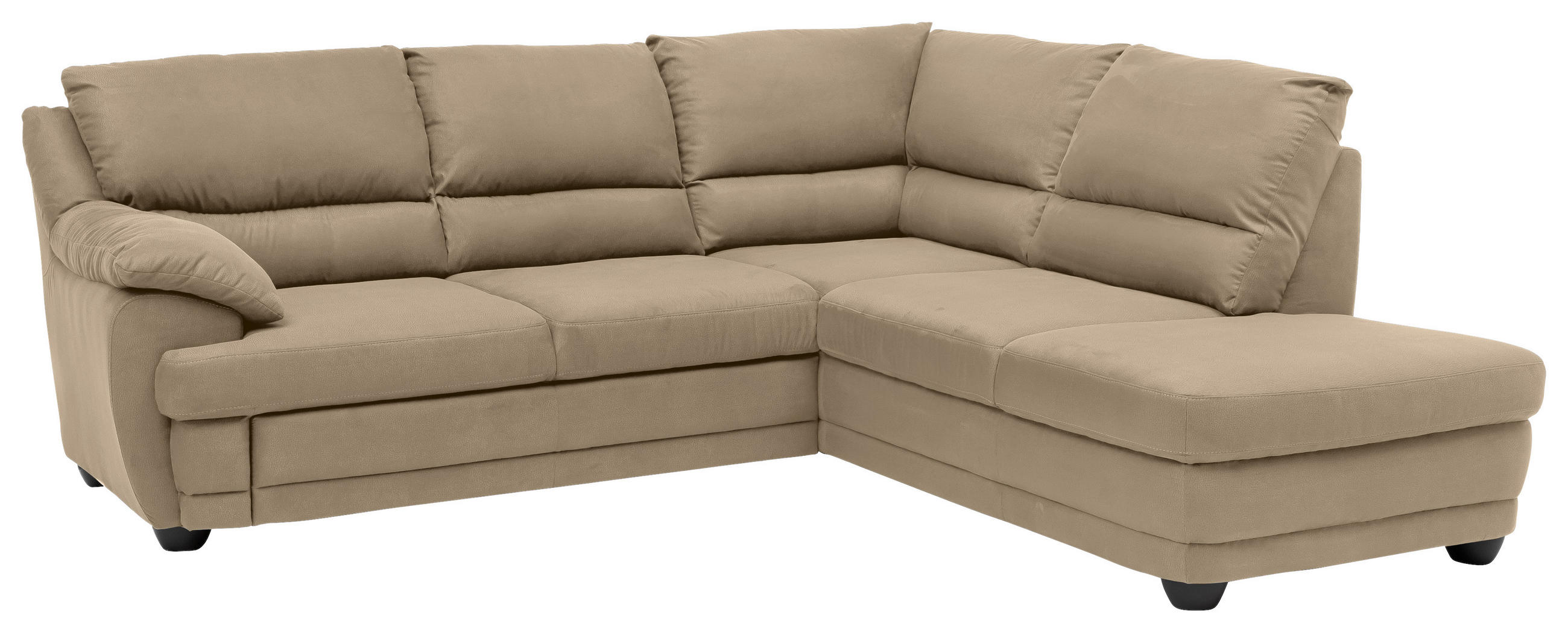 ECKSOFA Sandfarben Chenille Rücken echt  - Sandfarben, Design, Kunststoff/Textil (245/225cm) - Livetastic