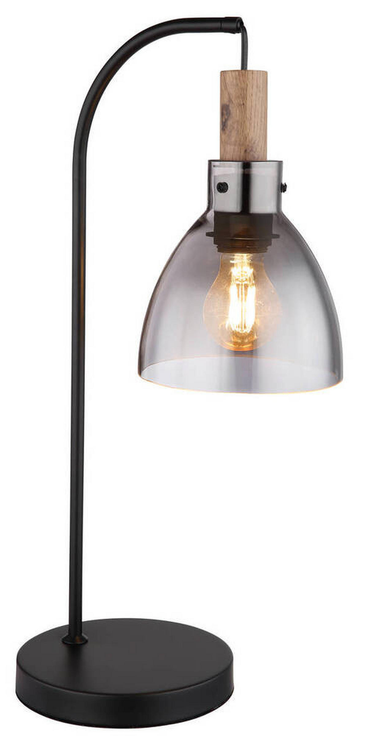 TISCHLEUCHTE - Schwarz, Design, Glas/Holzwerkstoff (25/18/55cm) - Globo