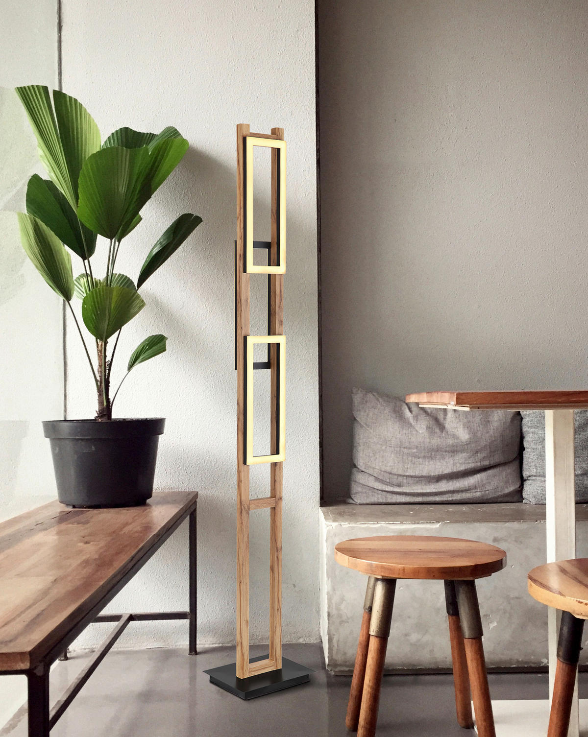 LED SVJETILJKA PODNA Illa  - tamno smeđa/crna, Natur, drvni materijal/metal (25/20/150cm) - Globo