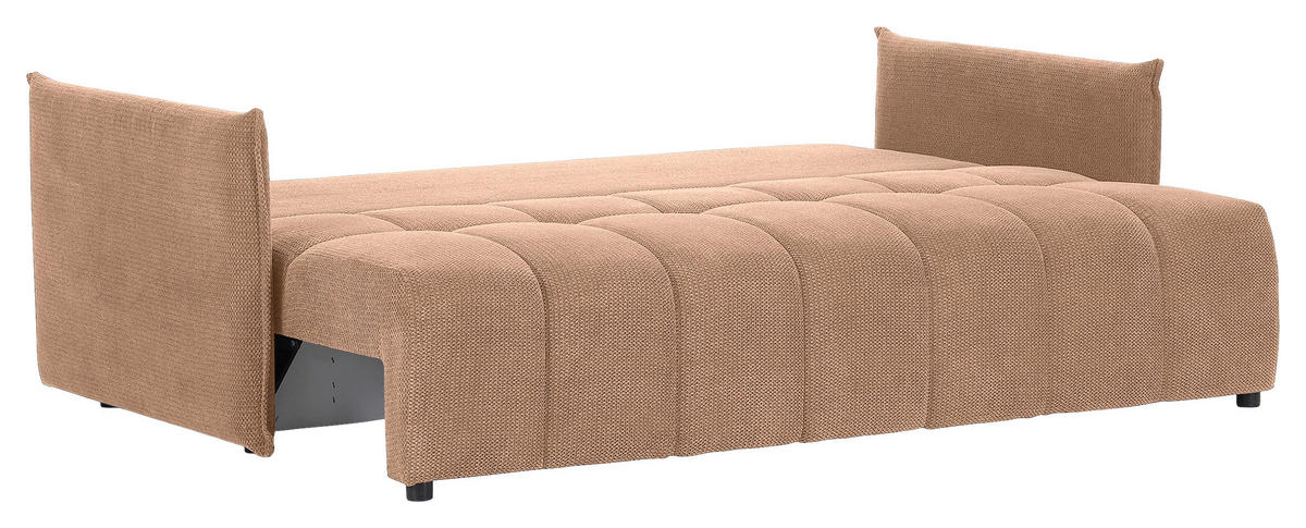 SCHLAFSOFA Plüsch Rosa  inkl. Zierkissen, Rückenkissen, Bettkasten, Schlaffunktion, Rücken echt, Liegefläche im Originalstoff  - Schwarz/Rosa, KONVENTIONELL, Kunststoff/Textil (200/73/105cm) - Carryhome