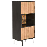 VITRINE in Hartholz Akazie Schwarz, Akaziefarben  - Schwarz/Akaziefarben, KONVENTIONELL, Holz/Metall (60/135/40cm) - Livetastic