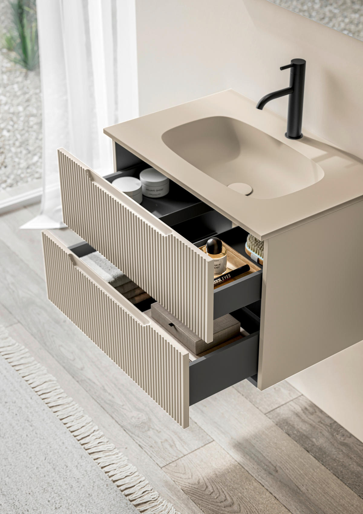 BADEZIMMER 3-teilig  in 70 cm  - Seidengrau/Weiß, KONVENTIONELL, Holzwerkstoff/Stein (70cm) - Belluti
