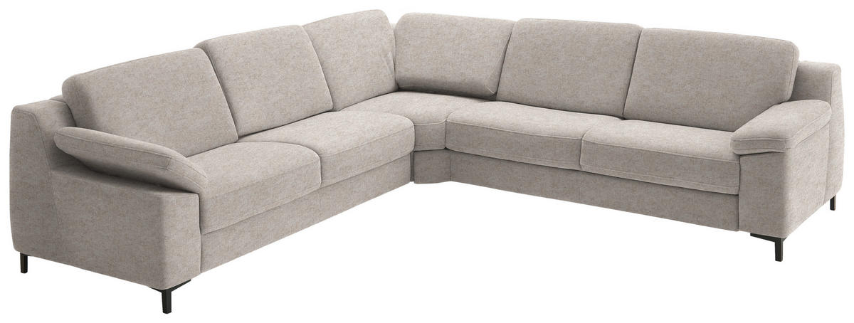 ECKSOFA in Chenille Beige  278/278 cm  - Beige/Schwarz, Design, Textil/Metall (278/278cm) - Valdera