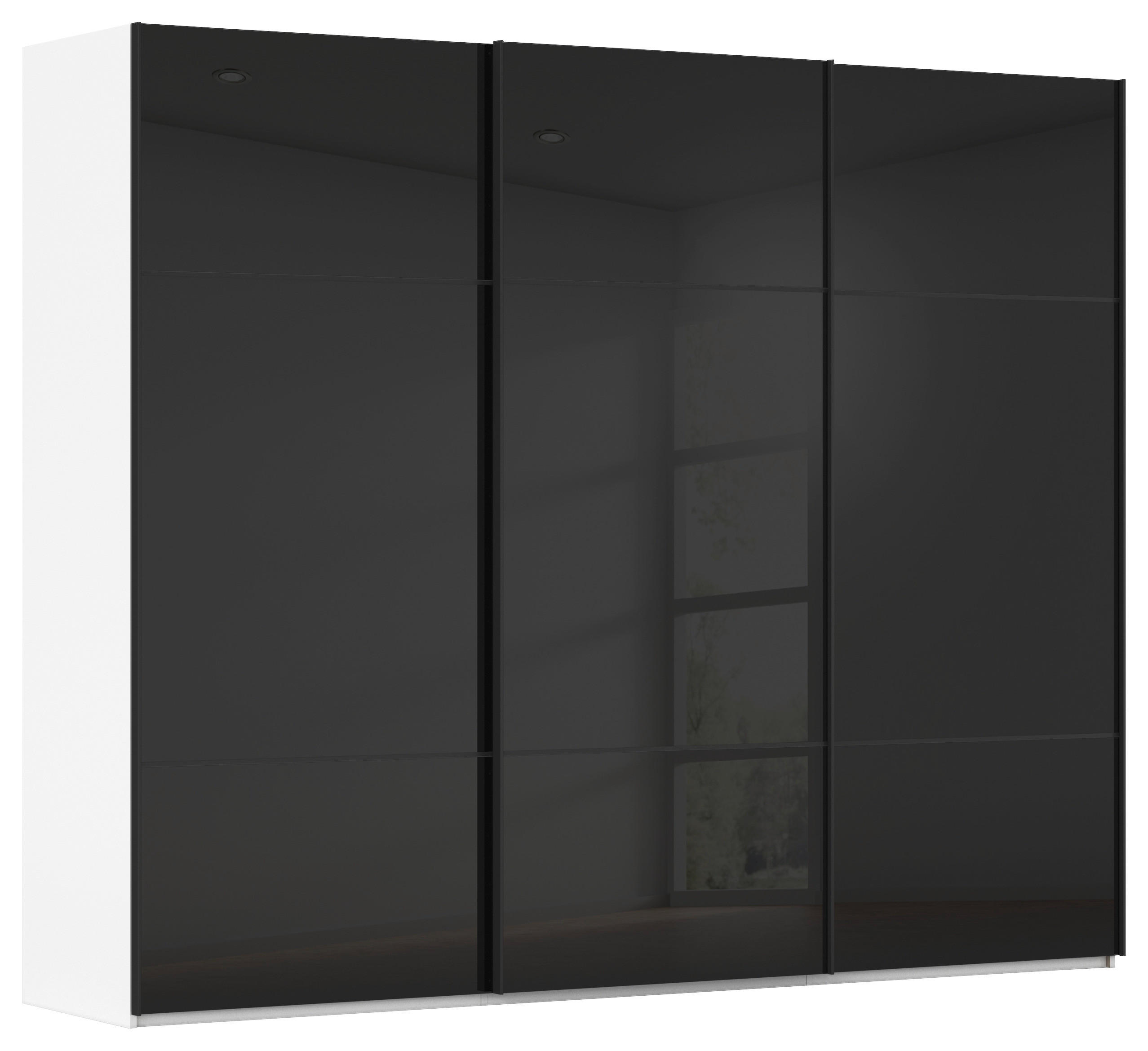 SCHWEBETÜRENSCHRANK  in Schwarz, Weiß  - Schwarz/Weiß, KONVENTIONELL, Glas/Holzwerkstoff (242/223/68cm) - Novel