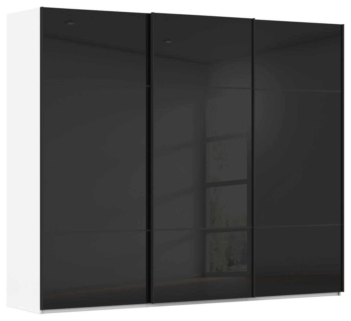 SCHWEBETÜRENSCHRANK  in Schwarz, Weiß  - Schwarz/Weiß, KONVENTIONELL, Glas/Holzwerkstoff (242/223/68cm) - Novel