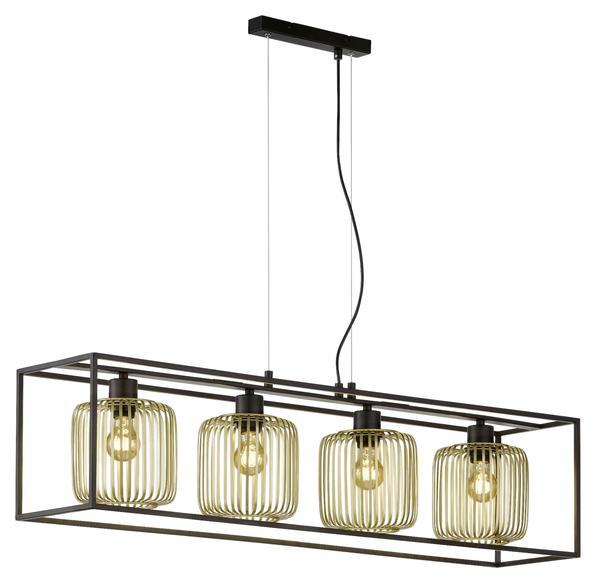 HÄNGLAMPA Caydo 110 cm  - svart/guldfärgad, Klassisk, metall (110cm) - Fischer & Honsel