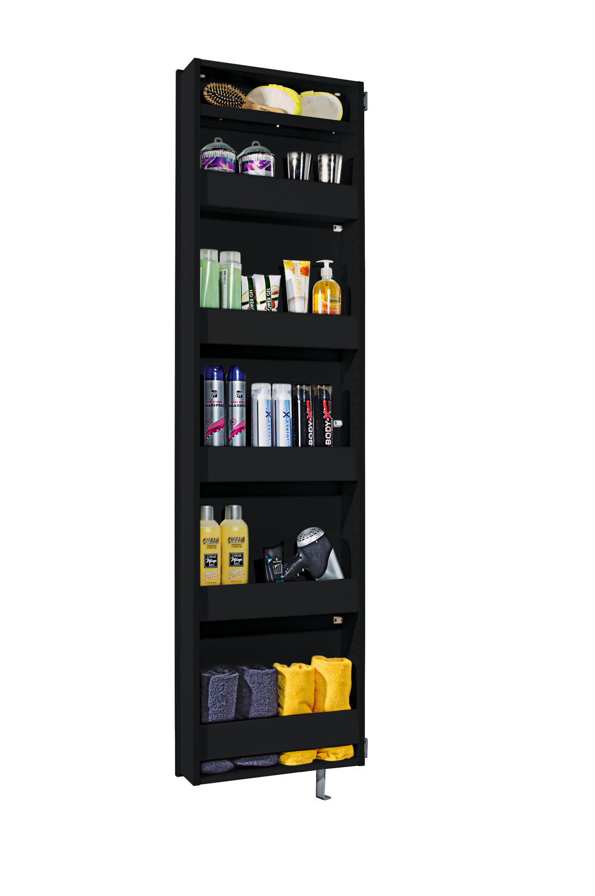 SCHUHSCHRANK GW-1189  in 50/195/18 cm  - Anthrazit, Design, Glas/Holzwerkstoff (50/195/18cm) - Xora