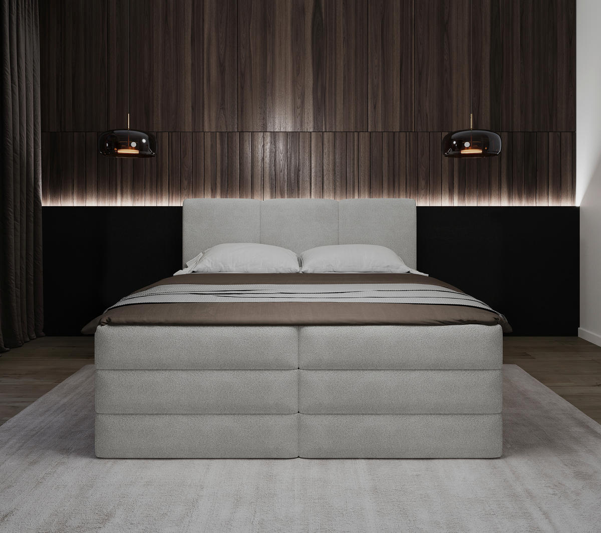 BOXSPRINGBETT 160/200 cm,  in Grau, Bettkasten, Topper, H3 + H4 = fest + sehr fest  - Schwarz/Grau, MODERN, Holz/Holzwerkstoff (160/200cm) - MID.YOU